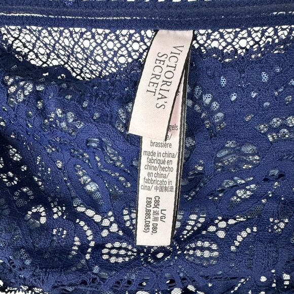 Victoria Secret Navy Blue Dream Angels strapless Bralette Lace Size Large - Picture 3 of 10